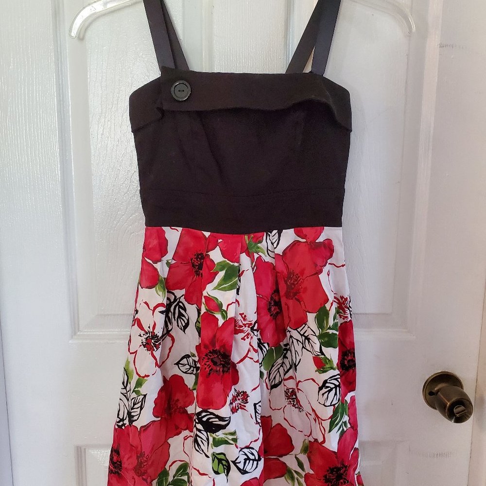 Black and flower print dress